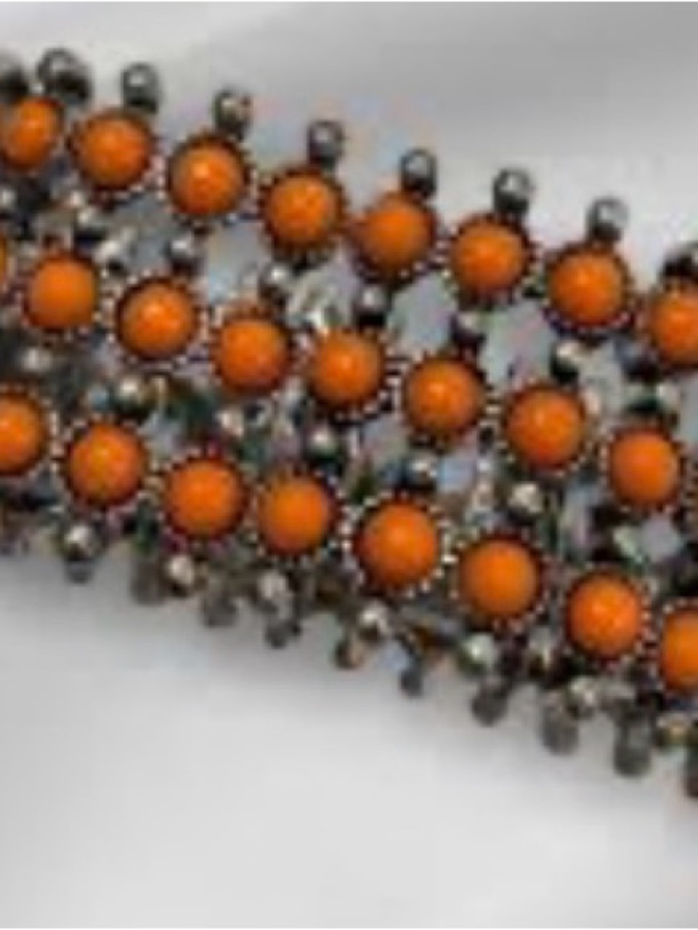 Plunder Rosie Kay Metal Orange Beaded Statement Moto Bracelet New